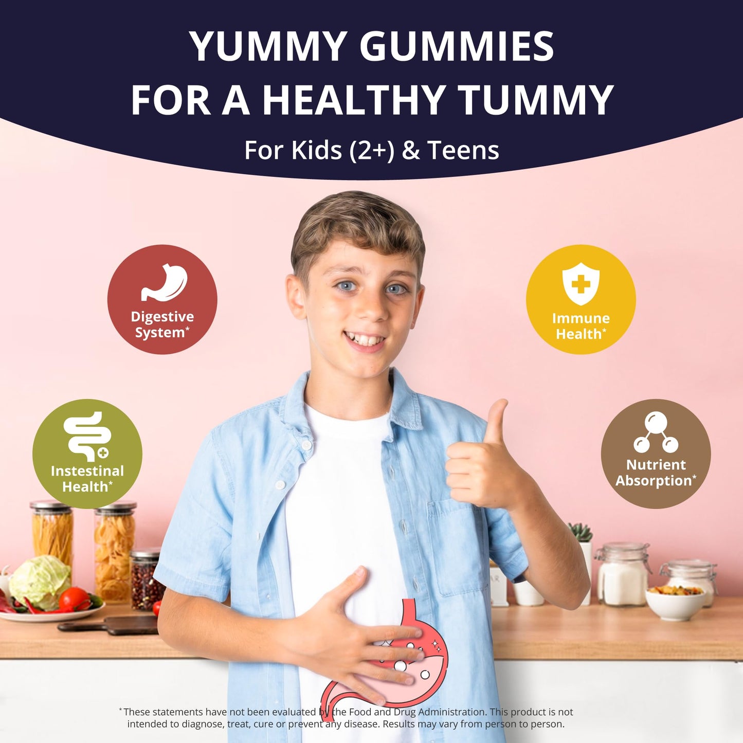 NuBest Daily Probiotic Gummies for Kids & Teens with 5 Billion CFUs | Supports Immune, Gut, and Digestive Health | No Added Sugar | Yummy Strawberry - PrimeBioHealth - canada supplements