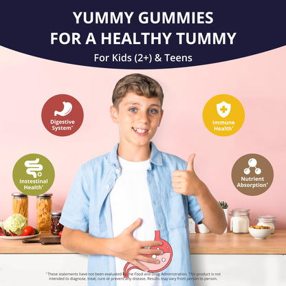 NuBest Daily Probiotic Gummies for Kids & Teens with 5 Billion CFUs | Supports Immune, Gut, and Digestive Health | No Added Sugar | Yummy Strawberry - PrimeBioHealth - canada supplements