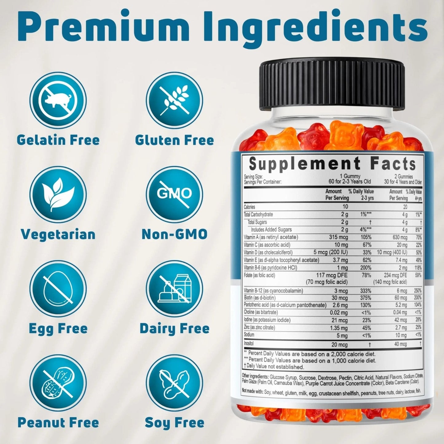 NUELATION Kids Multivitamin Gummies, 30-60 Day Supply with 14 Essential Kids Vitamins & Minerals. Toddler Vitamins for Overall Wellness. Non-GMO, Gelatin-Free, Gluten-Free, Vegetarian Children Vitamin - PrimeBioHealth - canada supplements