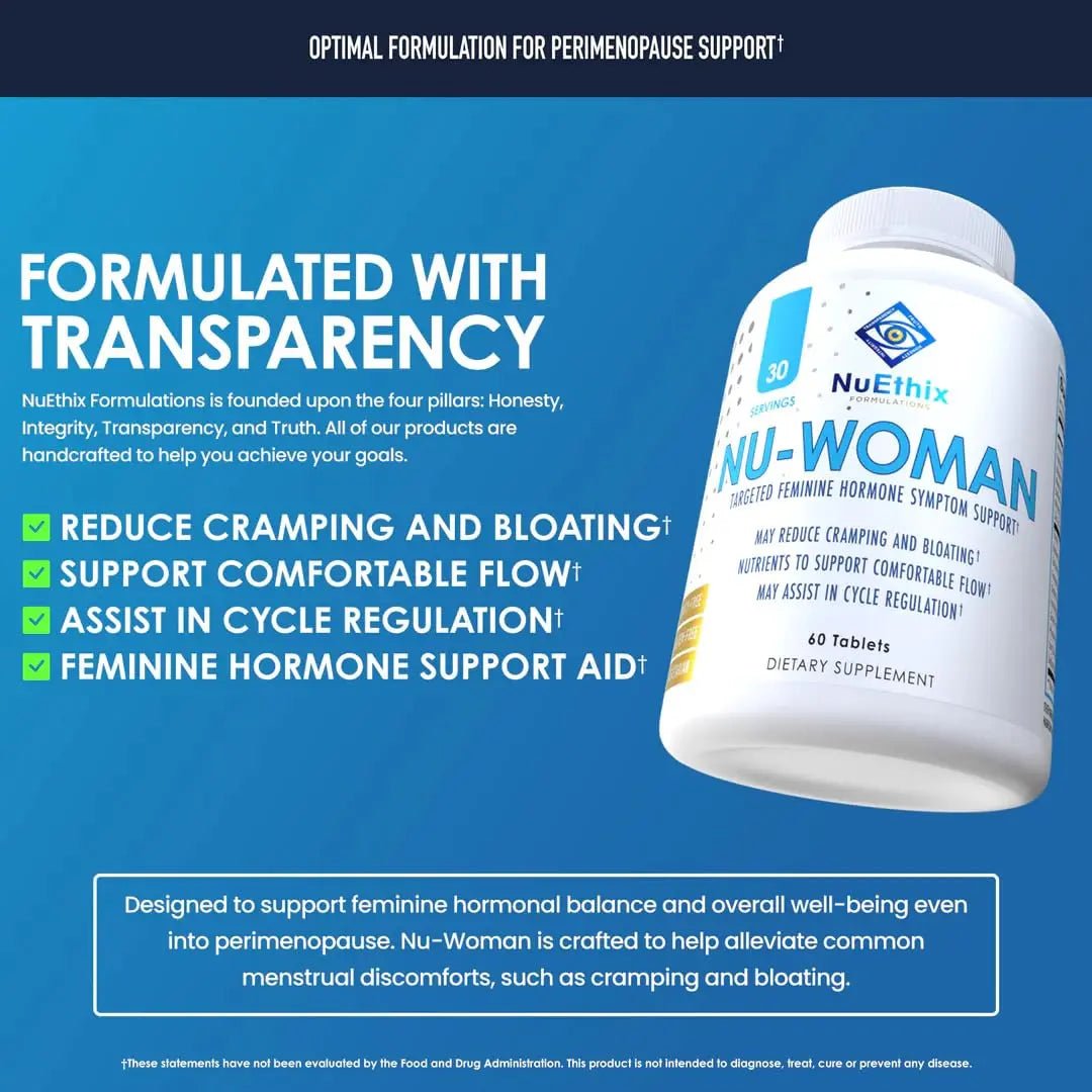 NuEthix Formulations Nu-Woman - Targeted Feminine Hormone System Support - Nutrients to Support Your Body Healing and Working The Way its Supposed to Work - 60 Tablets - PrimeBioHealth - canada supplements