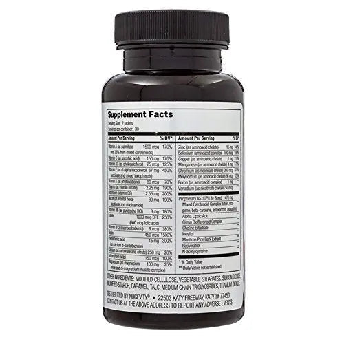 Nugevity AS 10® Life – Stress, Immune Support and Anti Aging Supplement - Multivitamin and Antioxidants Tablet, Resveratrol, Alpha Lipoic Acid - PrimeBioHealth - canada supplements
