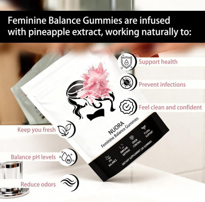 nuora Feminine Balance Gummies, Vegan Hawaiian Pineapple, pH Balance, Healthy Odor, Flora and Immune Support, - PrimeBioHealth - canada supplements