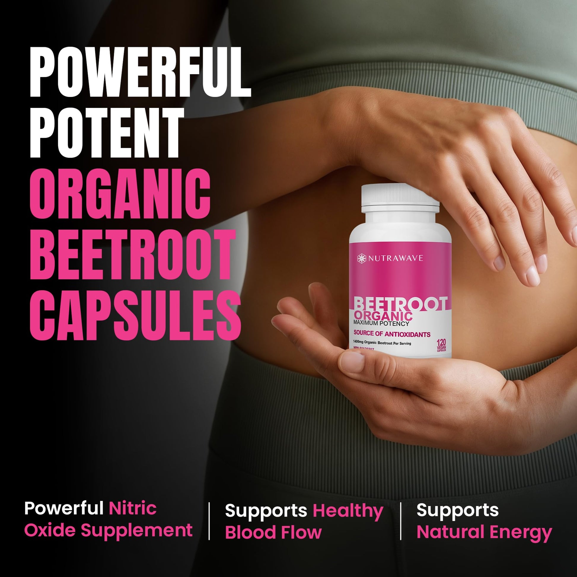 Nutra Wave 1400mg Organic Beet Root Capsules Per Serving – Nitric Oxide Booster for Men – Supports Blood Pressure, Energy, Circulation & Heart Health – Non-GMO, Vegan – 120 Capsules / 60 Day Supply - PrimeBioHealth - canada supplements