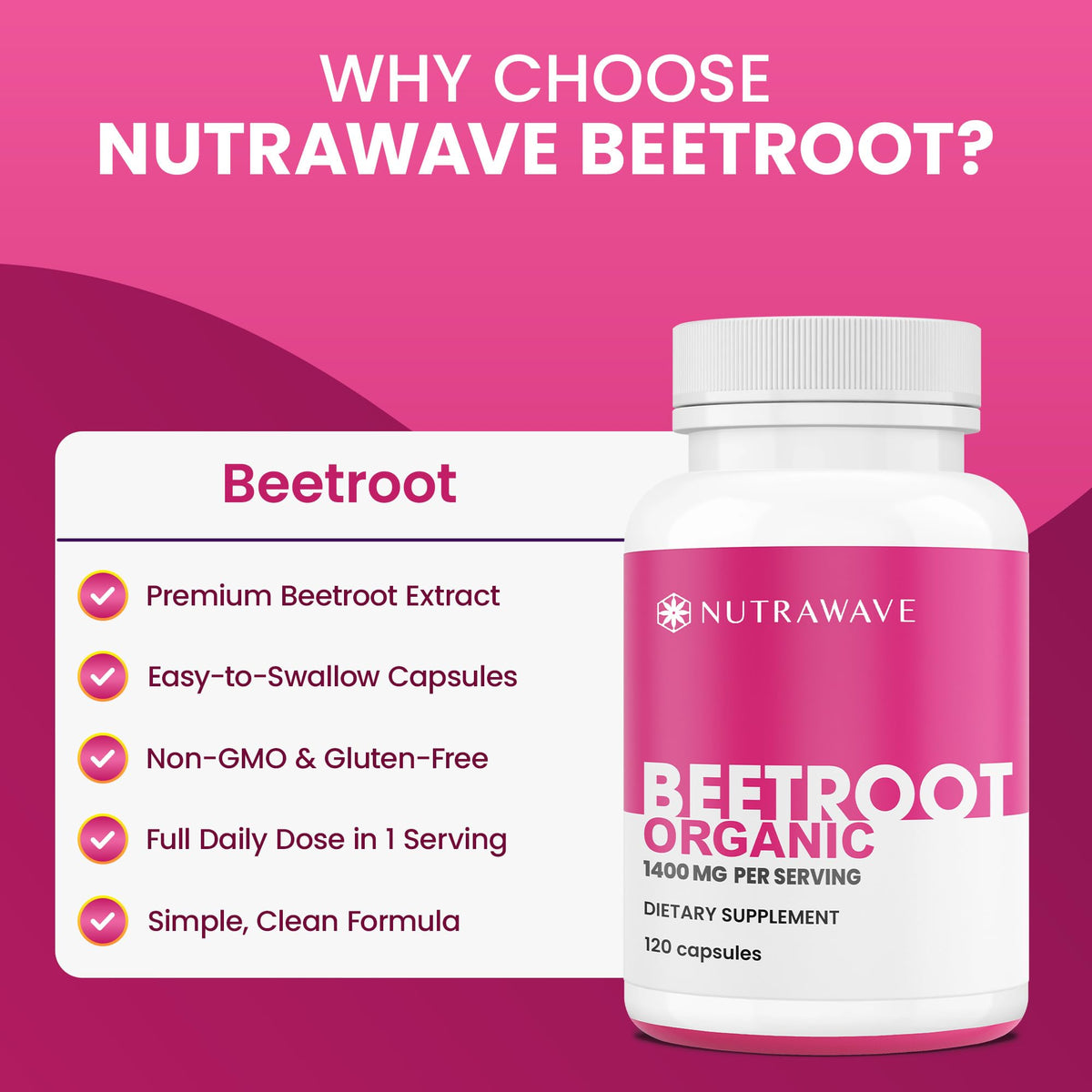Nutra Wave 1400mg Organic Beet Root Capsules Per Serving – Nitric Oxide Booster for Men – Supports Blood Pressure, Energy, Circulation & Heart Health – Non-GMO, Vegan – 120 Capsules / 60 Day Supply - PrimeBioHealth - canada supplements