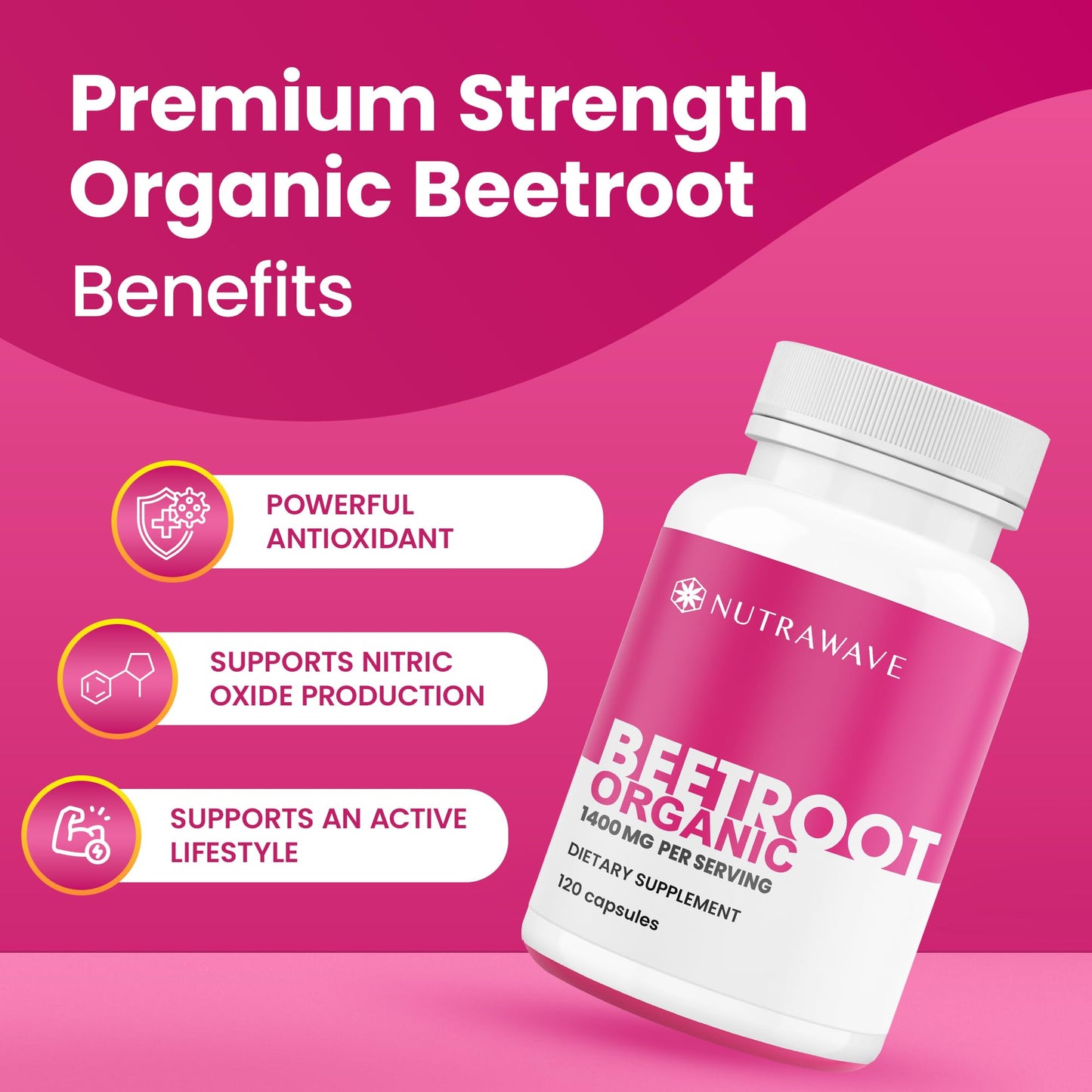 Nutra Wave 1400mg Organic Beet Root Capsules Per Serving – Nitric Oxide Booster for Men – Supports Blood Pressure, Energy, Circulation & Heart Health – Non-GMO, Vegan – 120 Capsules / 60 Day Supply - PrimeBioHealth - canada supplements