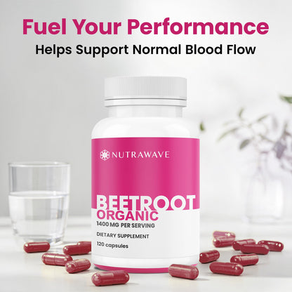 Nutra Wave 1400mg Organic Beet Root Capsules Per Serving – Nitric Oxide Booster for Men – Supports Blood Pressure, Energy, Circulation & Heart Health – Non-GMO, Vegan – 120 Capsules / 60 Day Supply - PrimeBioHealth - canada supplements