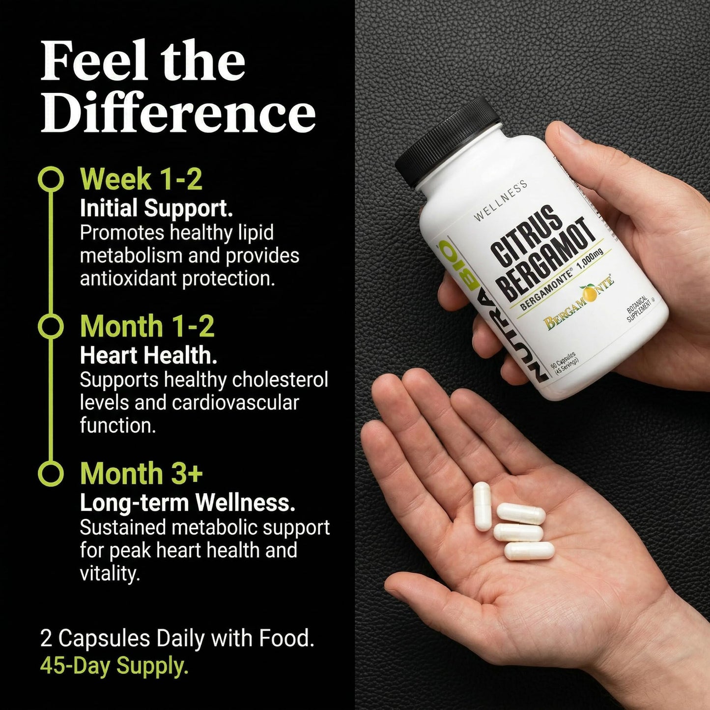 NutraBio Citrus Bergamot Bergamonte Extract Supplement, 1,000mg - May Help Promote Cardiovascular Health and Wellness, 90 Capsules - PrimeBioHealth - canada supplements