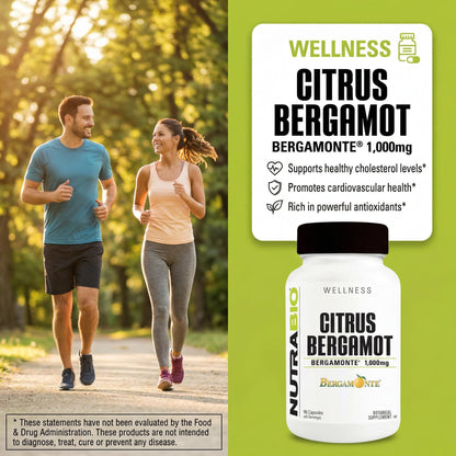 NutraBio Citrus Bergamot Bergamonte Extract Supplement, 1,000mg - May Help Promote Cardiovascular Health and Wellness, 90 Capsules - PrimeBioHealth - canada supplements