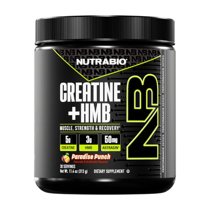 NutraBio Creatine + HMB- Creatine Monohydrate with HMB Powder for Muscle Growth, Increased Strength- 30 Servings (Unflavored) - PrimeBioHealth - canada supplements