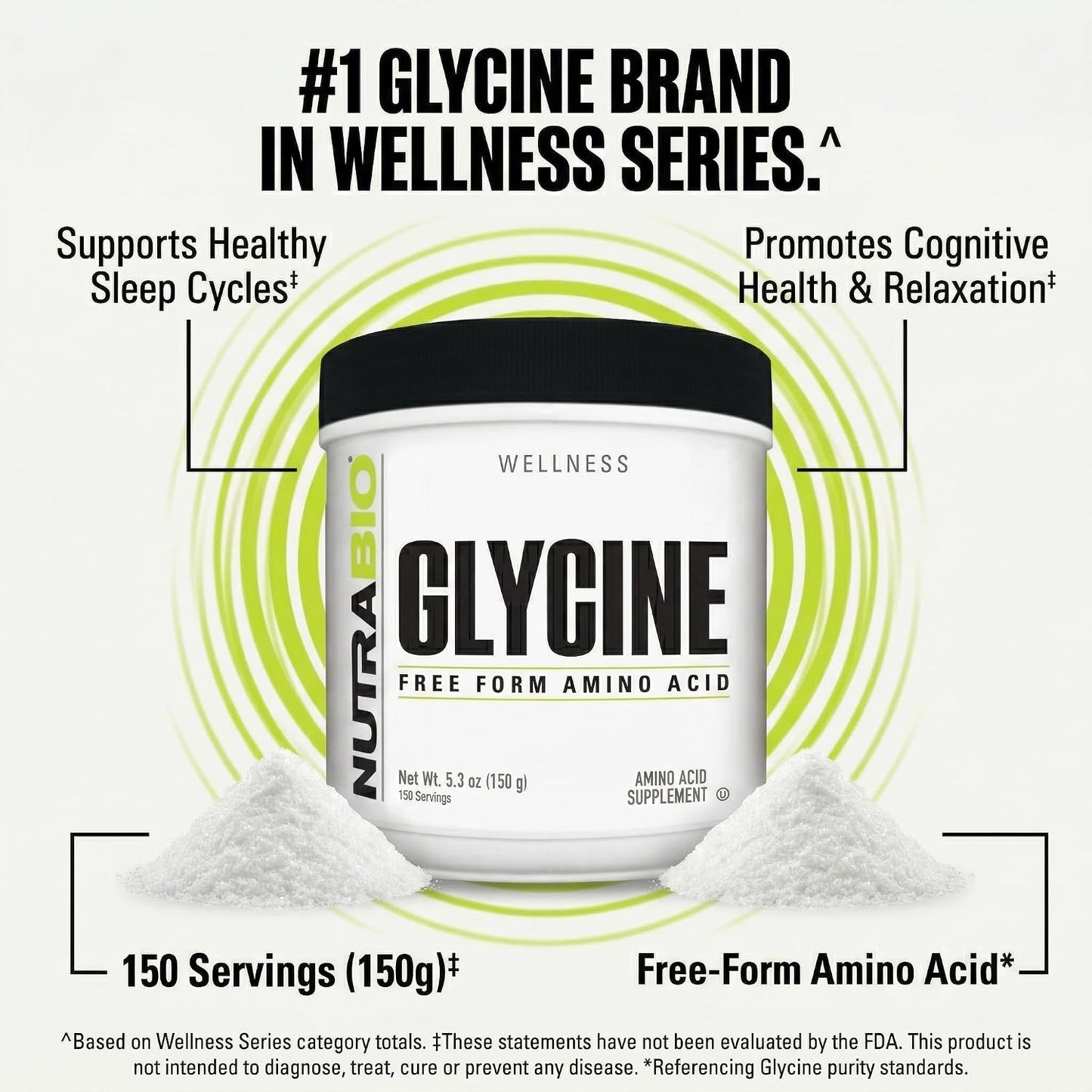 NutraBio Glycine Powder - Glycine Supplement- Free Form Amino Acid Supplement - 1000mg Serving - 150g, 150 Servings - PrimeBioHealth - canada supplements