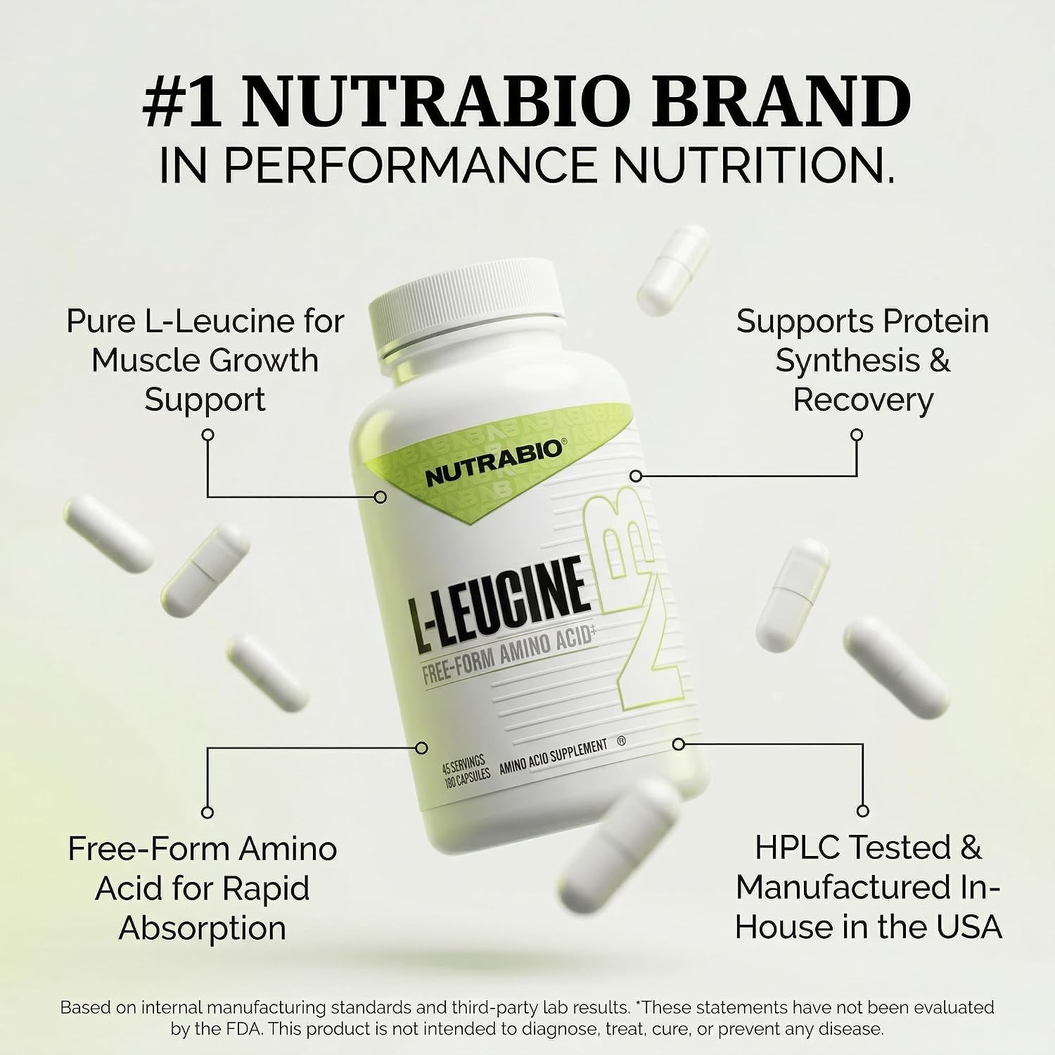 NutraBio L-Leucine Supplement - Optimal Amino Acid for Muscle Growth & Recovery - Naturally Fermented Free Form Leucine Amino Acids Supplement- Vegan, Non-GMO, Gluten Free - 400mg, 180 Capsules - PrimeBioHealth - canada supplements