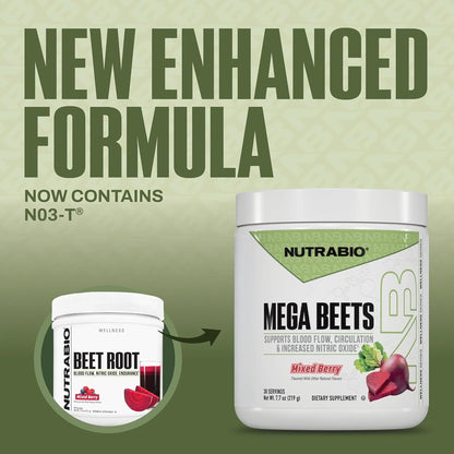 NutraBio Mega Beets Organic Beet Root Powder Nitric Oxide Superfood, NO3-T Nitrates and Antioxidants - Supports Performance, Circulation, Blood Flow, Overall Health - 30 Servings - PrimeBioHealth - canada supplements