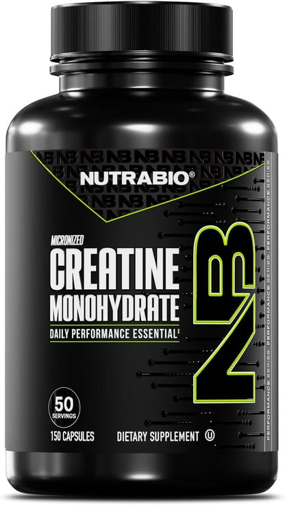 NutraBio Pure Micronized Creatine Monohydrate Capsules, Creatine Pills, Supports Bulk Muscle Energy, Recovery, and Strength - Keto Friendly, Kosher, Creatine Nutritional Supplement for Men and Women - PrimeBioHealth - canada supplements