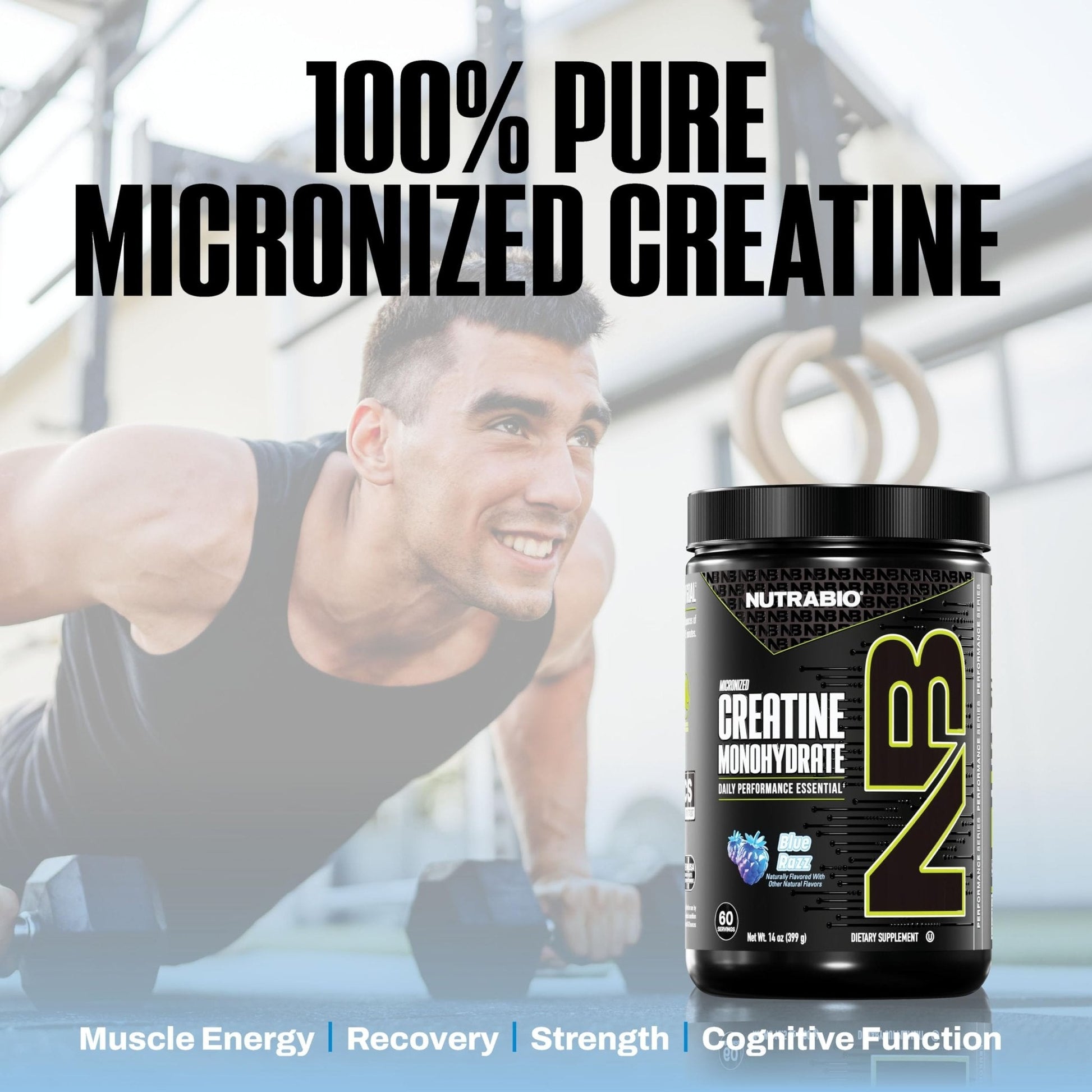 NutraBio Pure Micronized Creatine Monohydrate Powder Supplement, Blue Razz (300 g) - Supports Bulk Muscle Energy, Recovery, and Strength - HPLC Tested Creatine Powder Supplement for Men and Women - PrimeBioHealth - canada supplements
