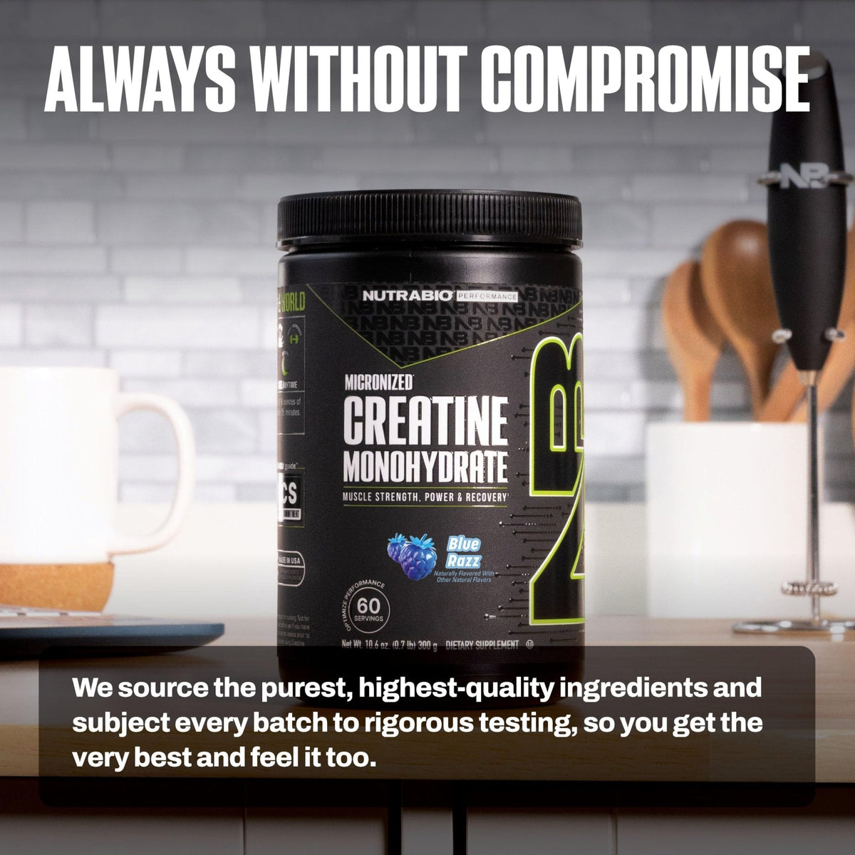 NutraBio Pure Micronized Creatine Monohydrate Powder Supplement, Blue Razz (300 g) - Supports Bulk Muscle Energy, Recovery, and Strength - HPLC Tested Creatine Powder Supplement for Men and Women - PrimeBioHealth - canada supplements