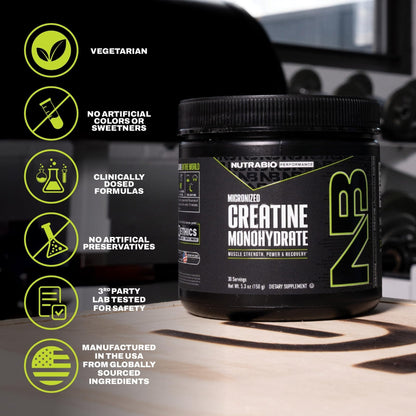 NutraBio Pure Micronized Creatine Monohydrate Powder Supplement, Unflavored, (150 g) - Supports Bulk Muscle Energy, Recovery, and Strength - HPLC Tested Creatine Powder Supplement for Men and Women - PrimeBioHealth - canada supplements