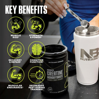 NutraBio Pure Micronized Creatine Monohydrate Powder Supplement, Unflavored, (300 g) - Supports Bulk Muscle Energy, Recovery, and Strength - HPLC Tested Creatine Powder Supplement for Men and Women - PrimeBioHealth - canada supplements