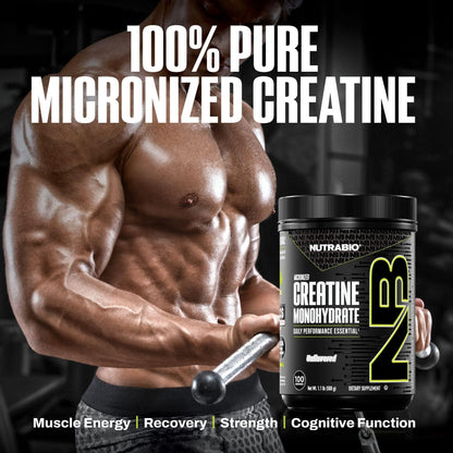 NutraBio Pure Micronized Creatine Monohydrate Powder Supplement, Unflavored, (300 g) - Supports Bulk Muscle Energy, Recovery, and Strength - HPLC Tested Creatine Powder Supplement for Men and Women - PrimeBioHealth - canada supplements