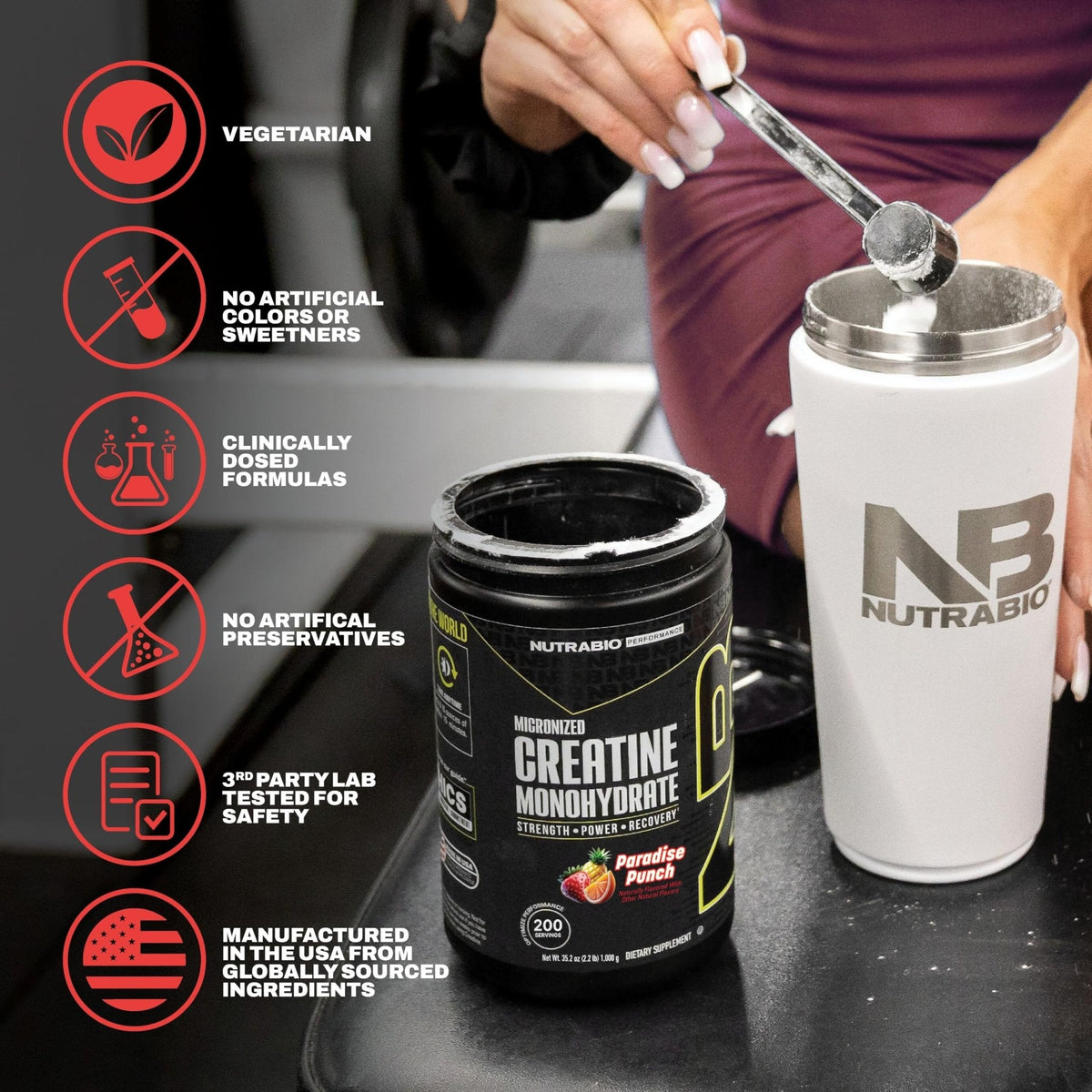 NutraBio Pure Micronized Creatine Monohydrate Powder Supplement, Unflavored, (300 g) - Supports Bulk Muscle Energy, Recovery, and Strength - HPLC Tested Creatine Powder Supplement for Men and Women - PrimeBioHealth - canada supplements
