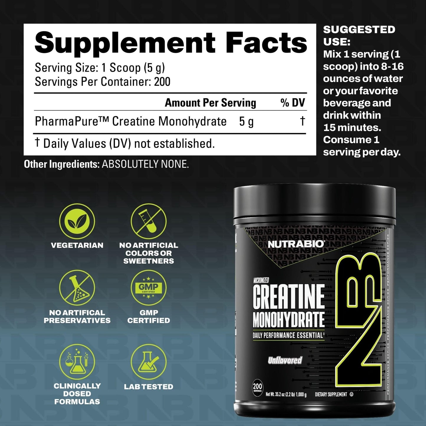 NutraBio Pure Micronized Creatine Monohydrate Powder Supplement, Unflavored, (300 g) - Supports Bulk Muscle Energy, Recovery, and Strength - HPLC Tested Creatine Powder Supplement for Men and Women - PrimeBioHealth - canada supplements