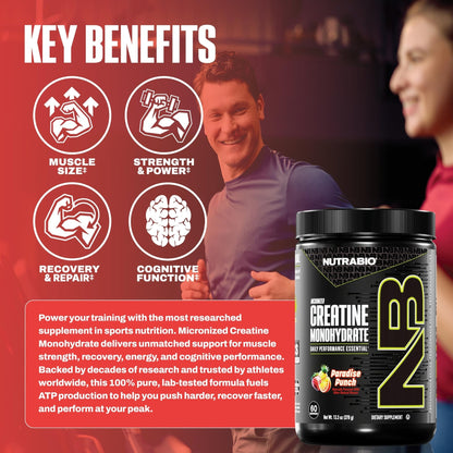 NutraBio Pure Micronized Creatine Monohydrate Powder Supplement, Unflavored, (300 g) - Supports Bulk Muscle Energy, Recovery, and Strength - HPLC Tested Creatine Powder Supplement for Men and Women - PrimeBioHealth - canada supplements