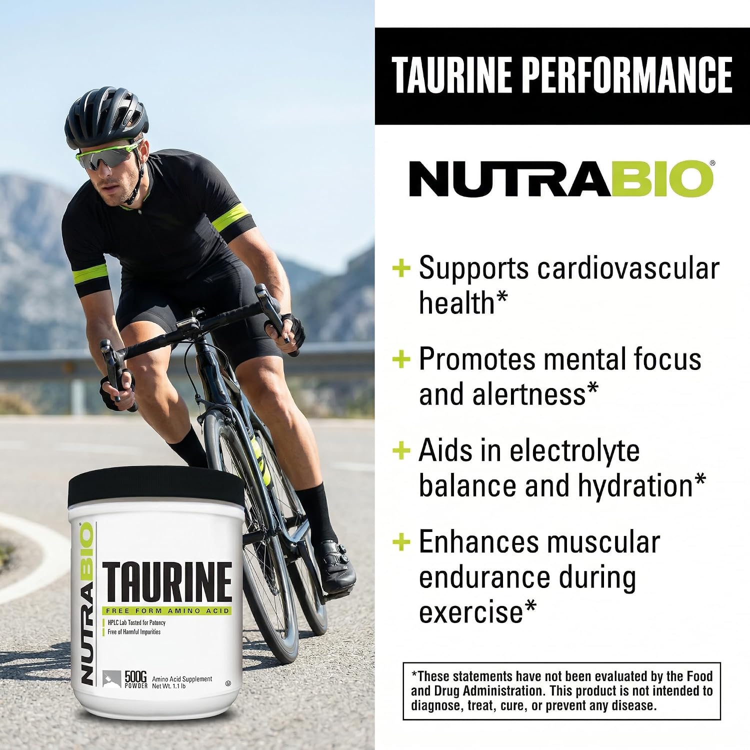 NutraBio Taurine Powder 500g | Pure Free-Form L-Taurine Amino Acid Supplement | Supports Cellular Health, Energy, and Wellness | Non-GMO, USP Grade - PrimeBioHealth - canada supplements
