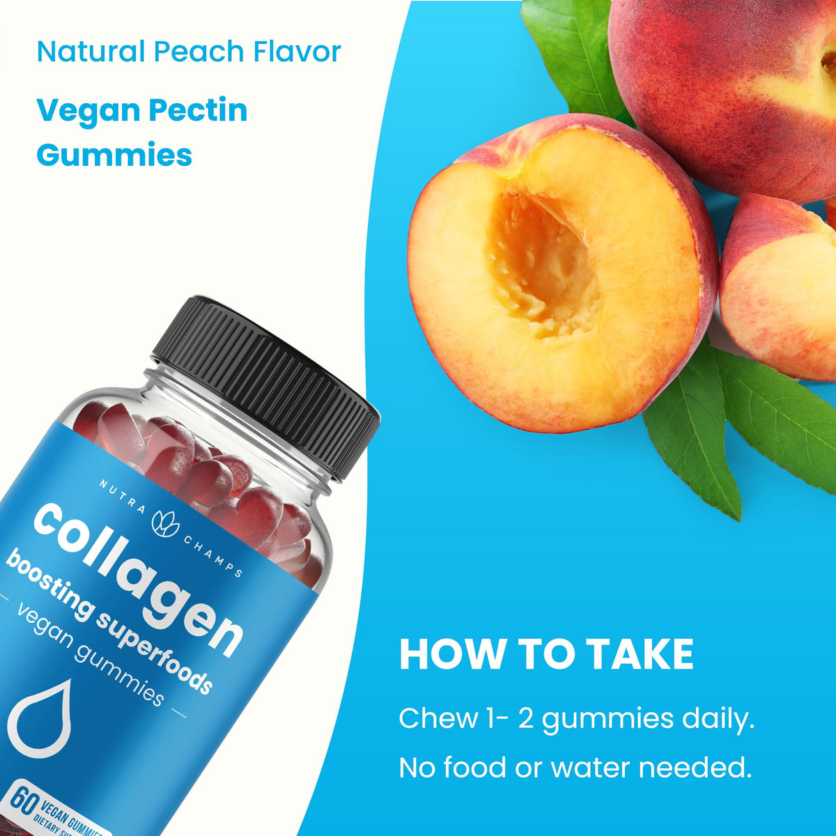 NutraChamps Collagen Boosting Gummies, Collagen Booster Gummy for Natural Collagen Production, Vegan Pectin Supplements Chews for Women & Men, - PrimeBioHealth - canada supplements
