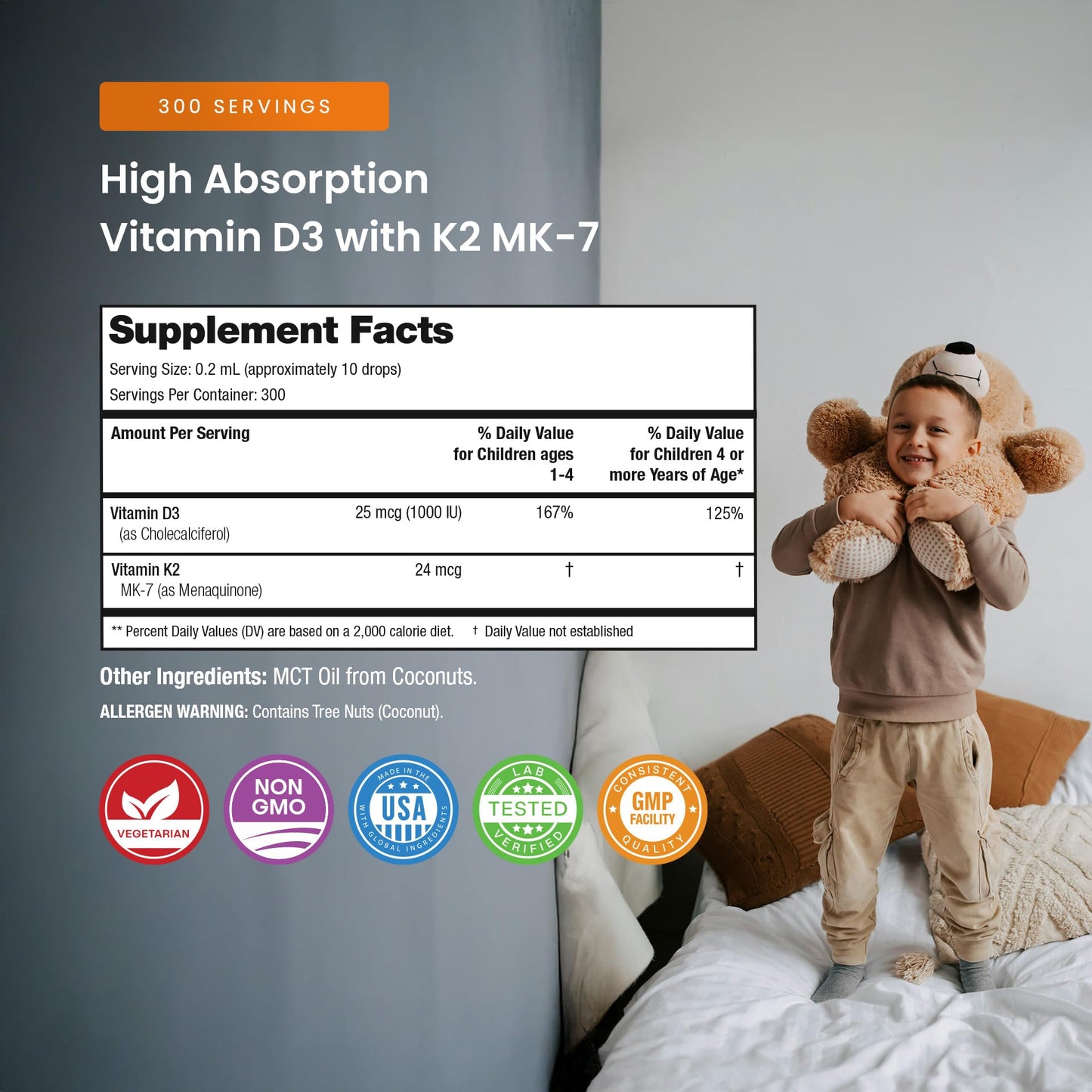 NutraChamps Kids Vitamin D 3 K2 Drops, Vitamin D3 & K2 MK-7, Liquid Vitamin D for Kids 1000 IU, Healthy Bones, Heart & Immune System, - PrimeBioHealth - canada supplements