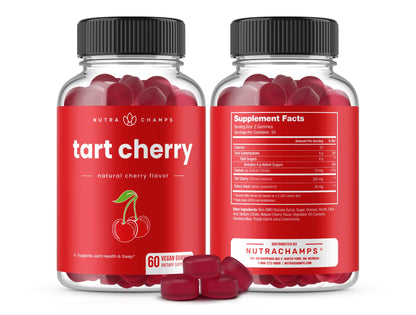 NutraChamps Tart Cherry Gummies - Tart Cherry Extract with Celery Seed - 60 Vegan Gummies (2-Pack) - PrimeBioHealth - canada supplements
