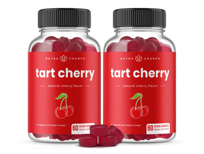 NutraChamps Tart Cherry Gummies - Tart Cherry Extract with Celery Seed - 60 Vegan Gummies (2-Pack) - PrimeBioHealth - canada supplements