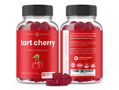 NutraChamps Tart Cherry Gummies - Tart Cherry Extract with Celery Seed - 60 Vegan Gummies (2-Pack) - PrimeBioHealth - canada supplements