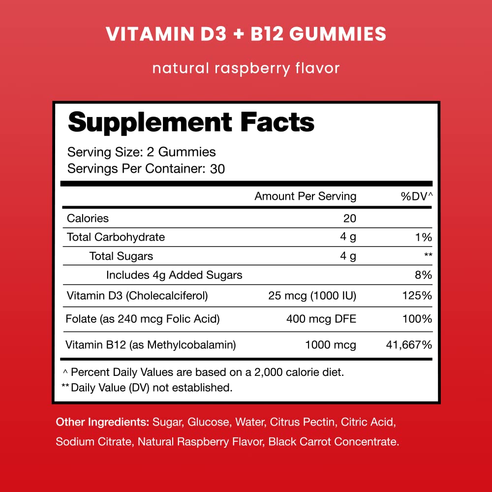 NutraChamps Vitamin D3 & B12, Methyl B12 Gummies for Adults & Kids, Enhanced with Vitamin D 3 & B9 Vitamin Folate, Natural Energy, Mood - PrimeBioHealth - canada supplements