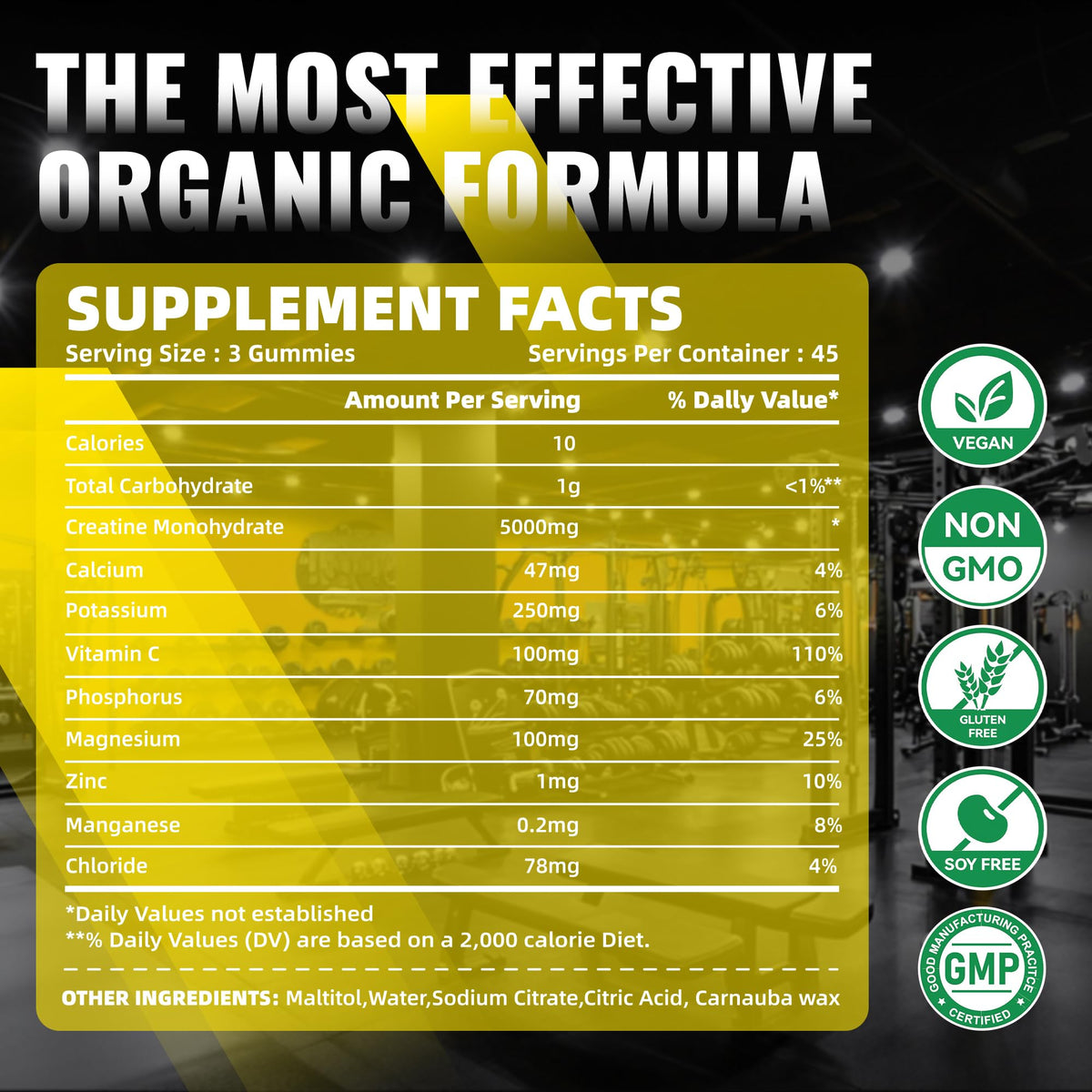 NUTRAGOGO NSF Certified Creatine Gummy - Creatine Monohydrate Gummies for Men & Women-5g of Creatine Monohydrate per Serving - Sugar Free,Vegan, Pineapple Electrolyte Chews, 135 Count - PrimeBioHealth - canada supplements