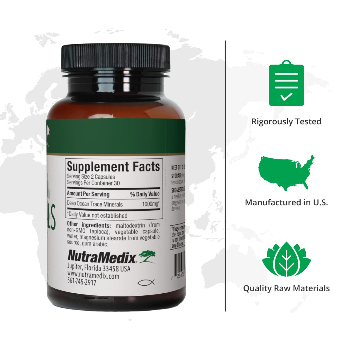 NutraMedix Deep Ocean Trace Minerals 1,000mg - Mineral & Energy Supplements - Magnesium, Zinc, Potassium, Boron, Phosphorus & Manganese - PrimeBioHealth - canada supplements
