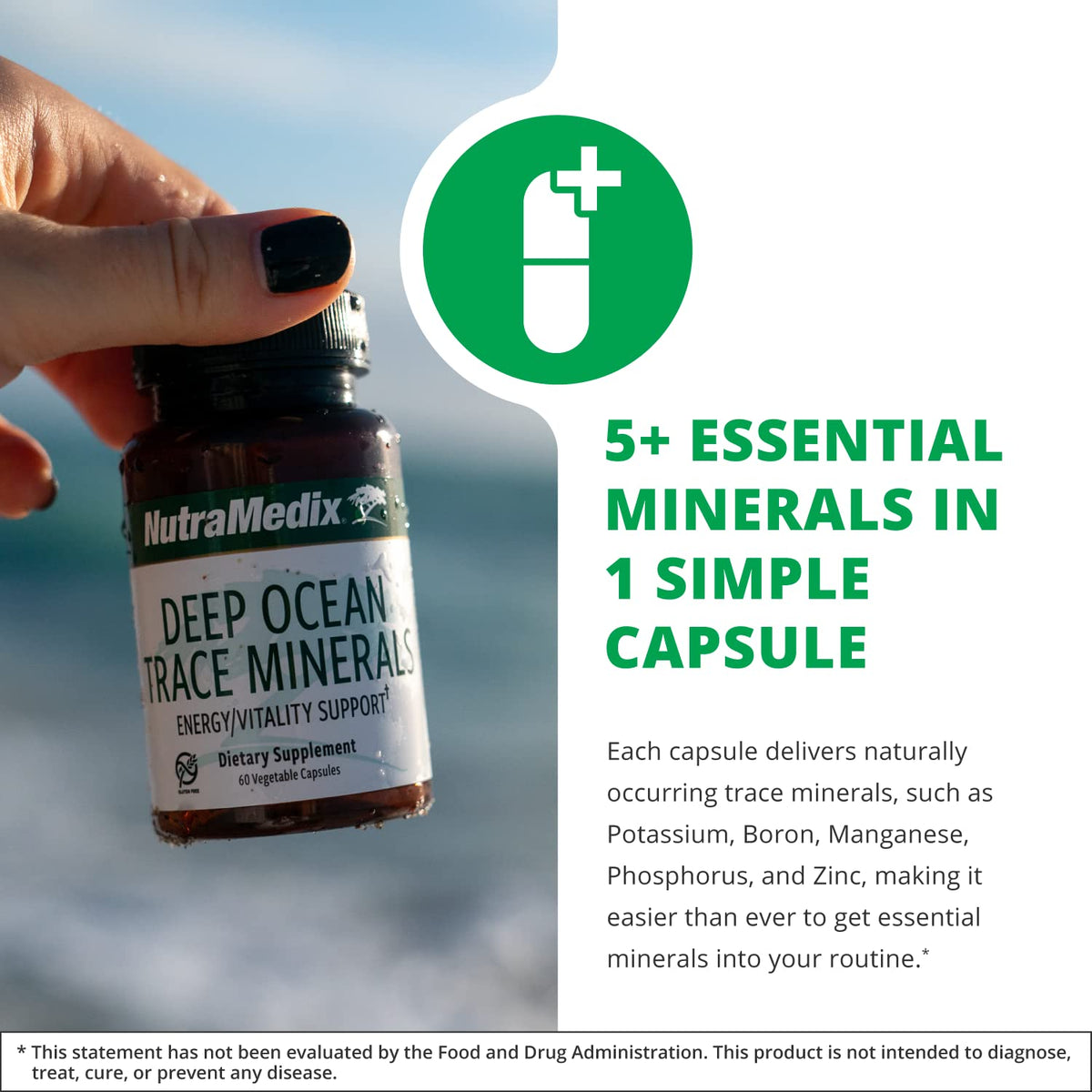 NutraMedix Deep Ocean Trace Minerals 1,000mg - Mineral & Energy Supplements - Magnesium, Zinc, Potassium, Boron, Phosphorus & Manganese - PrimeBioHealth - canada supplements