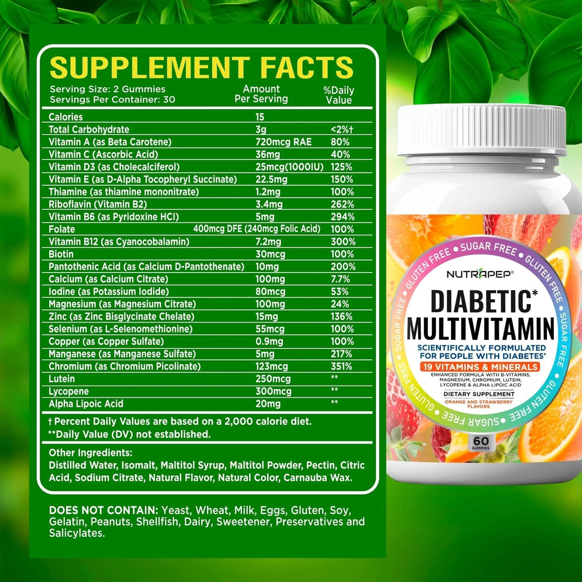 NutraPep Premium Multivitamin Chewable Gummies for Women & Men - Sugar-Free & Gluten Free Supplement Vitamins - PrimeBioHealth - canada supplements