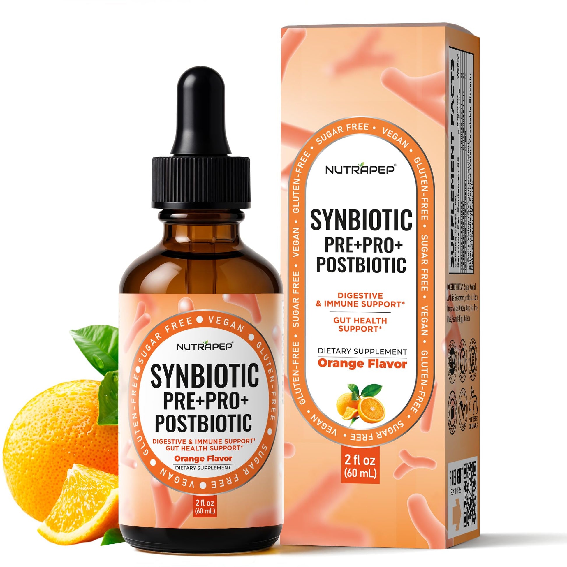 NutraPep Synbiotic Liquid Drops - Probiotic Prebiotic & Postbiotic Supplement for Adults Kids Ages 4+ - Daily Synbiotic for Gut Health Digestive & Immune Support - PrimeBioHealth - canada supplements