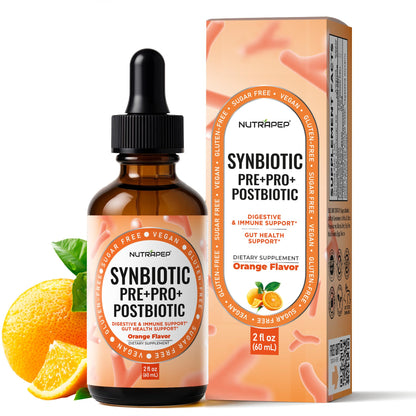 NutraPep Synbiotic Liquid Drops - Probiotic Prebiotic & Postbiotic Supplement for Adults Kids Ages 4+ - Daily Synbiotic for Gut Health Digestive & Immune Support - PrimeBioHealth - canada supplements