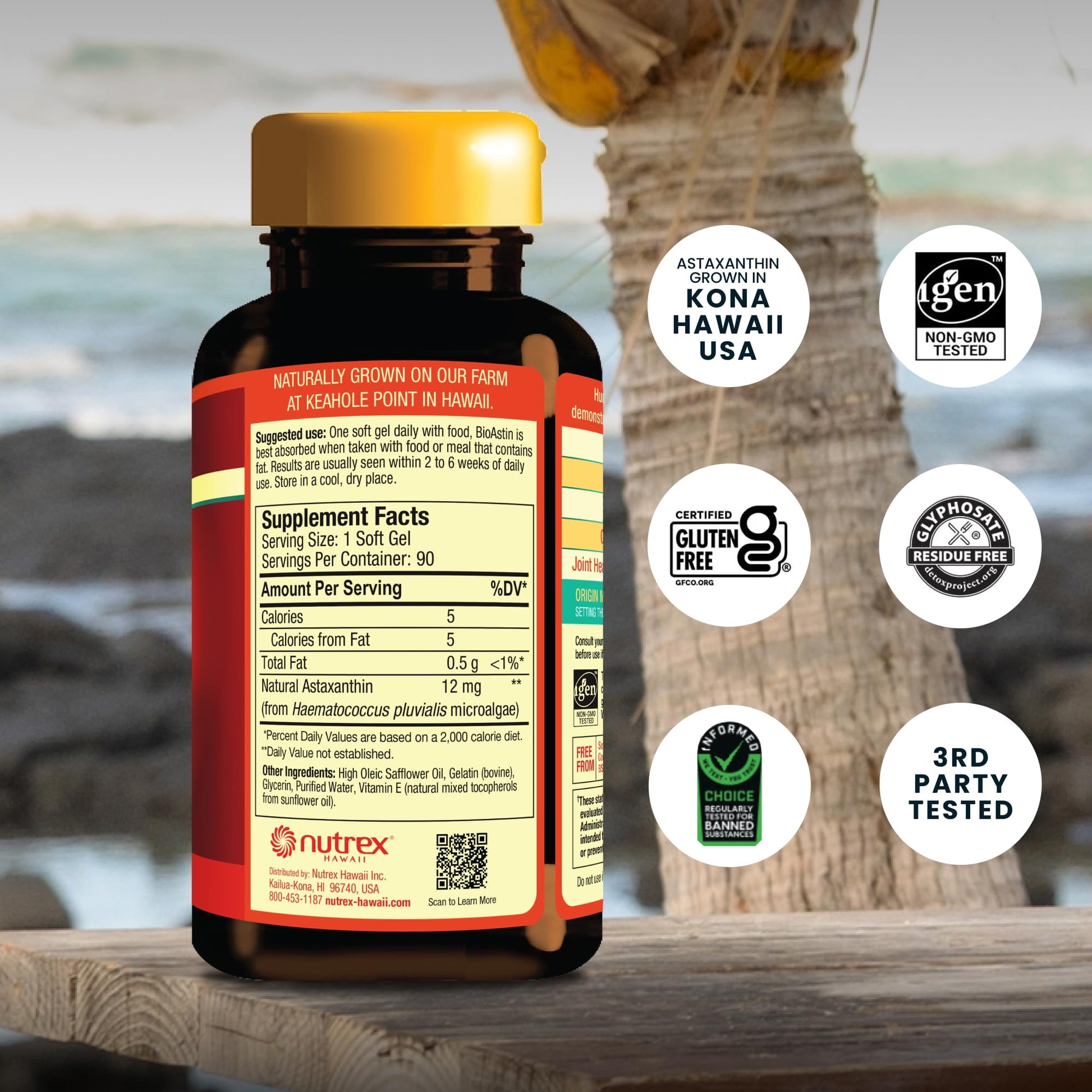 Nutrex Hawaii BioAstin Hawaiian Astaxanthin - 12mg, 90 Softgels - Farm-Direct Premium Antioxidant Supplement to Support Eye, Skin - PrimeBioHealth - canada supplements