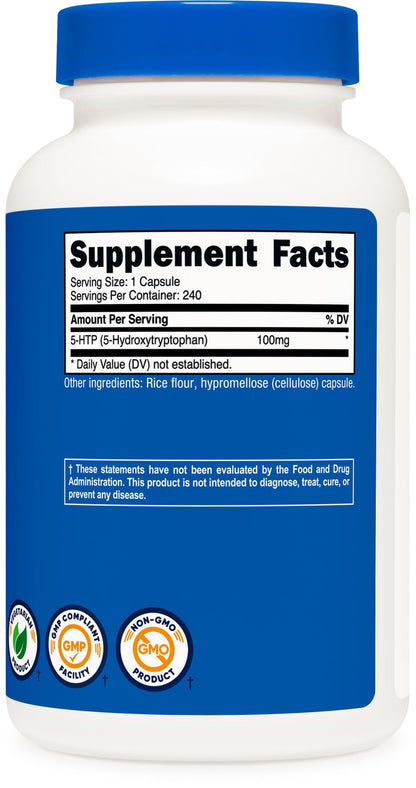 Nutricost 5-HTP 100mg, 240 Vegetarian Capsules (5-Hydroxytryptophan) - Non-GMO & Gluten Free - PrimeBioHealth - canada supplements