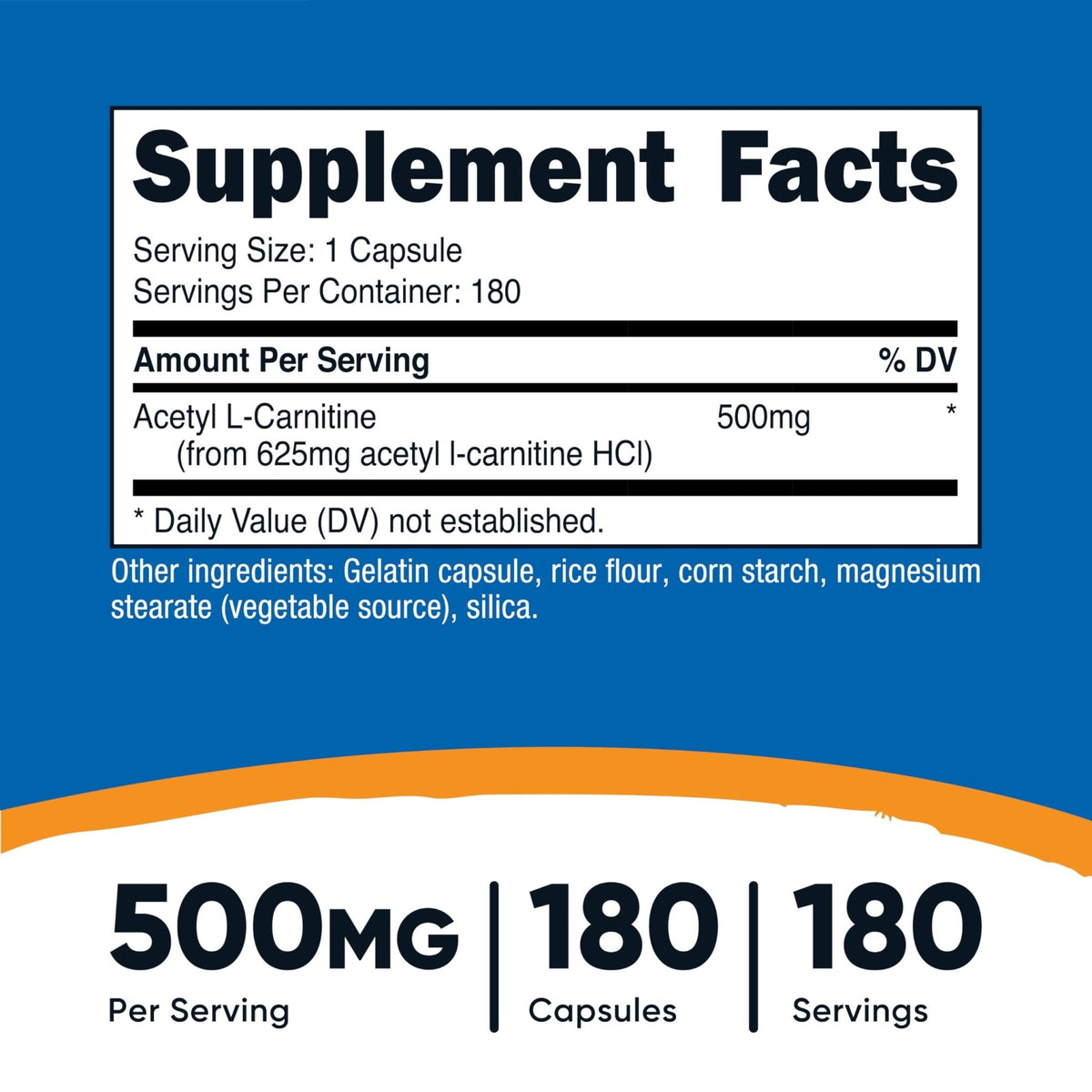 Nutricost Acetyl L-Carnitine (ALCAR) 500mg, 180 Capsules, 180 Servings - Non-GMO and Gluten Free, 1 Capsule per Serving - PrimeBioHealth - canada supplements