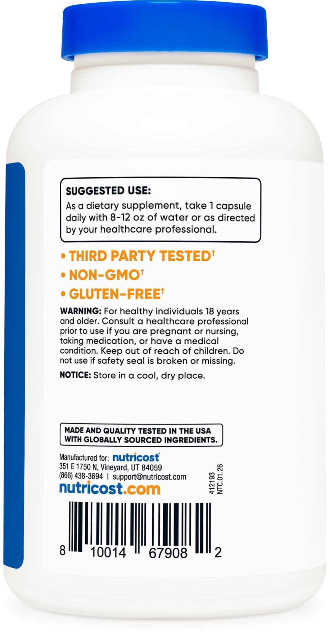 Nutricost Acetyl L-Carnitine (ALCAR) 500mg, 180 Capsules, 180 Servings - Non-GMO and Gluten Free, 1 Capsule per Serving - PrimeBioHealth - canada supplements