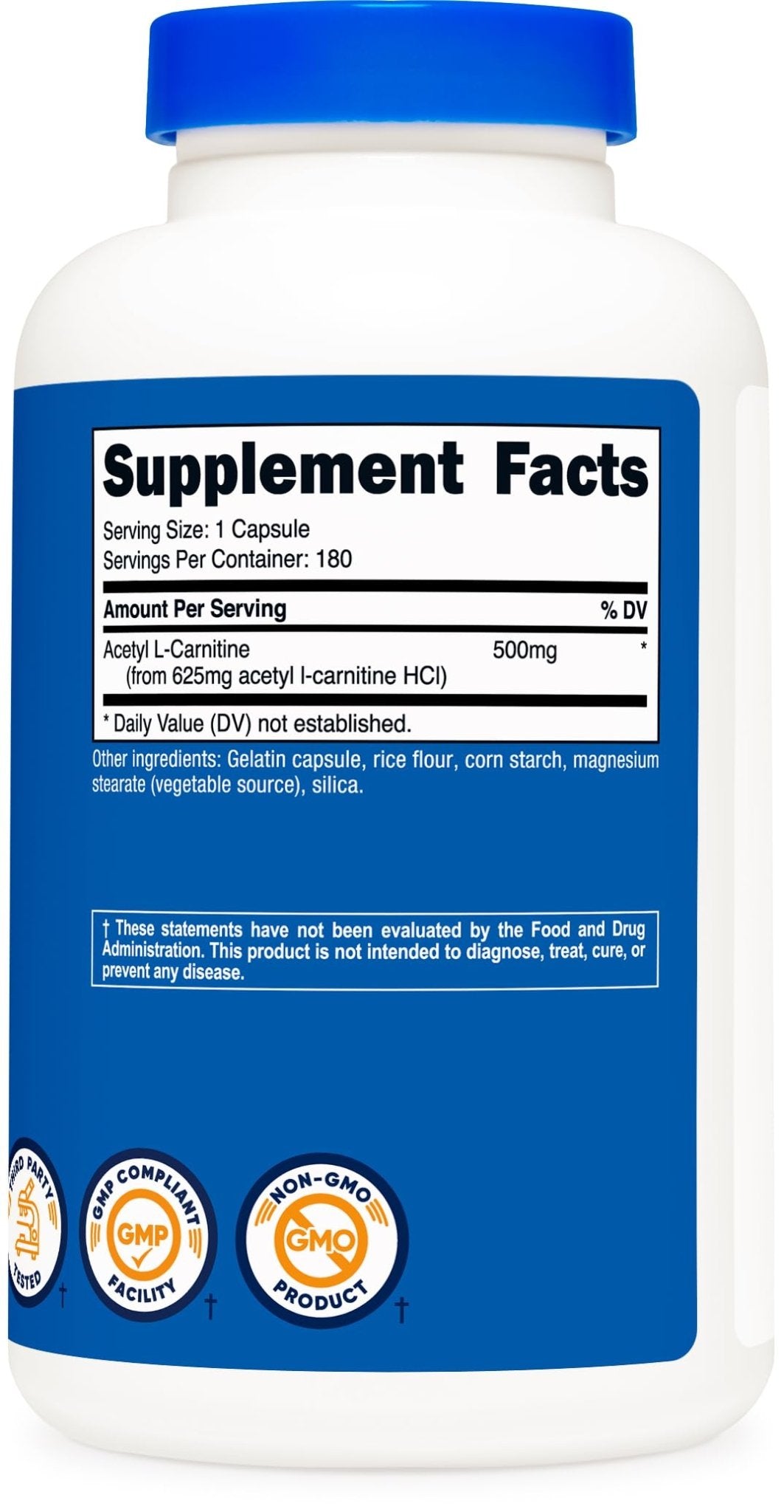 Nutricost Acetyl L-Carnitine (ALCAR) 500mg, 180 Capsules, 180 Servings - Non-GMO and Gluten Free, 1 Capsule per Serving - PrimeBioHealth - canada supplements