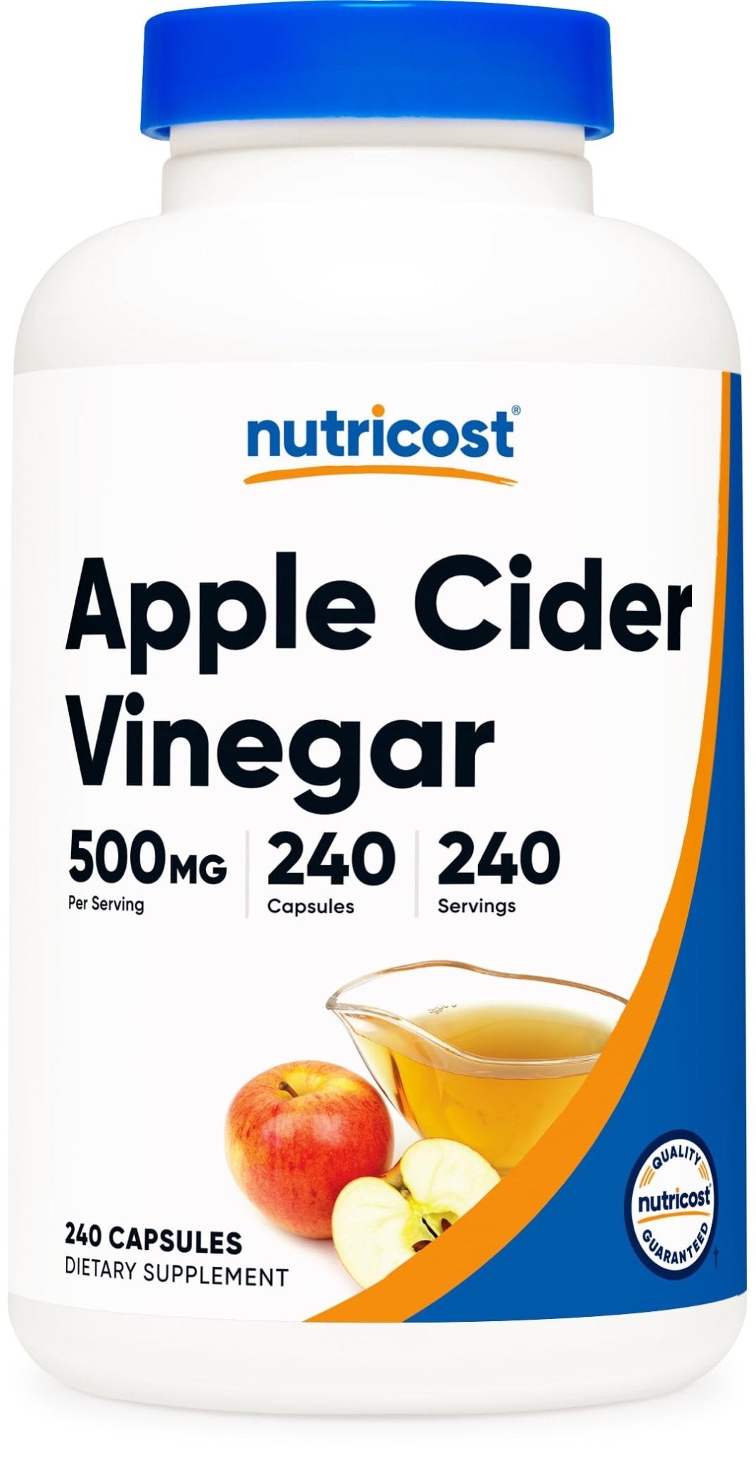 Nutricost Apple Cider Vinegar Capsules 500mg, 240 Vegetarian Capsules - Natural, Vegetarian, GMP, Non-GMO and Gluten Free - PrimeBioHealth - canada supplements