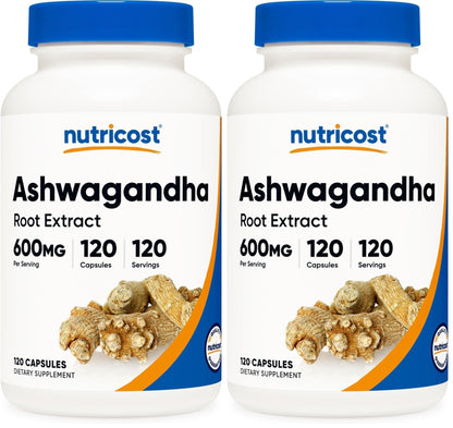 Nutricost Ashwagandha Herbal Supplement 600mg, 120 Capsules | Vegetarian, Non-GMO, Gluten Free, Ashwagandha Root - PrimeBioHealth - canada supplements