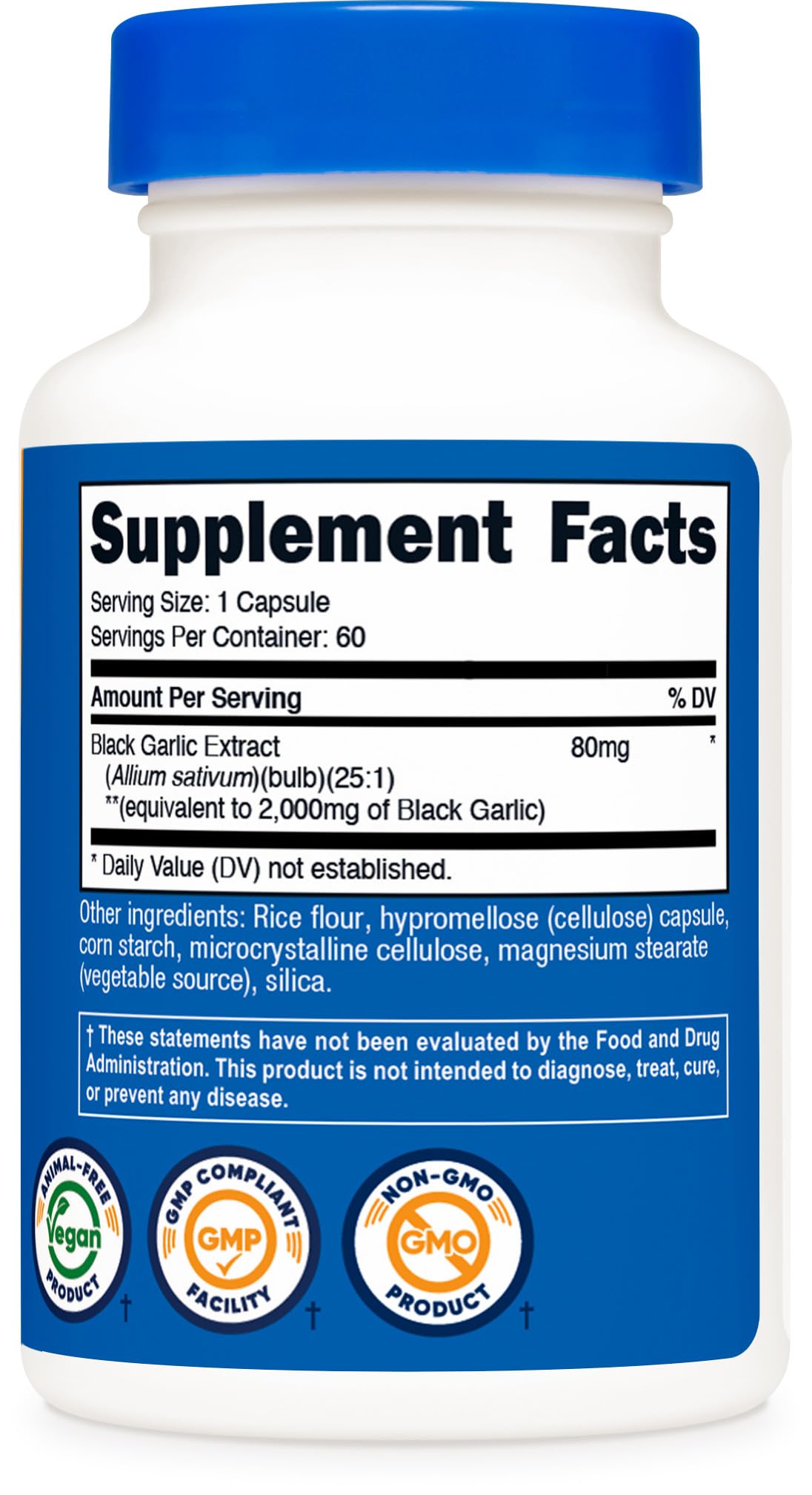 Nutricost Black Garlic Extract 60 Capsules for 60 Servings Per Bottle - Aged Black Garlic Extract, Vegan - PrimeBioHealth - canada supplements