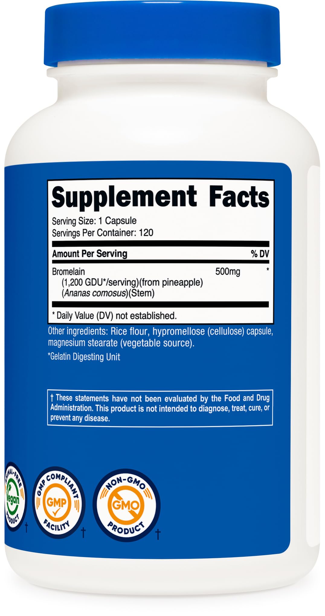 Nutricost Bromelain 500mg, 120 Vegetarian Capsules - Bromelain (1200 GDU), Non-GMO, Gluten Free - PrimeBioHealth - canada supplements