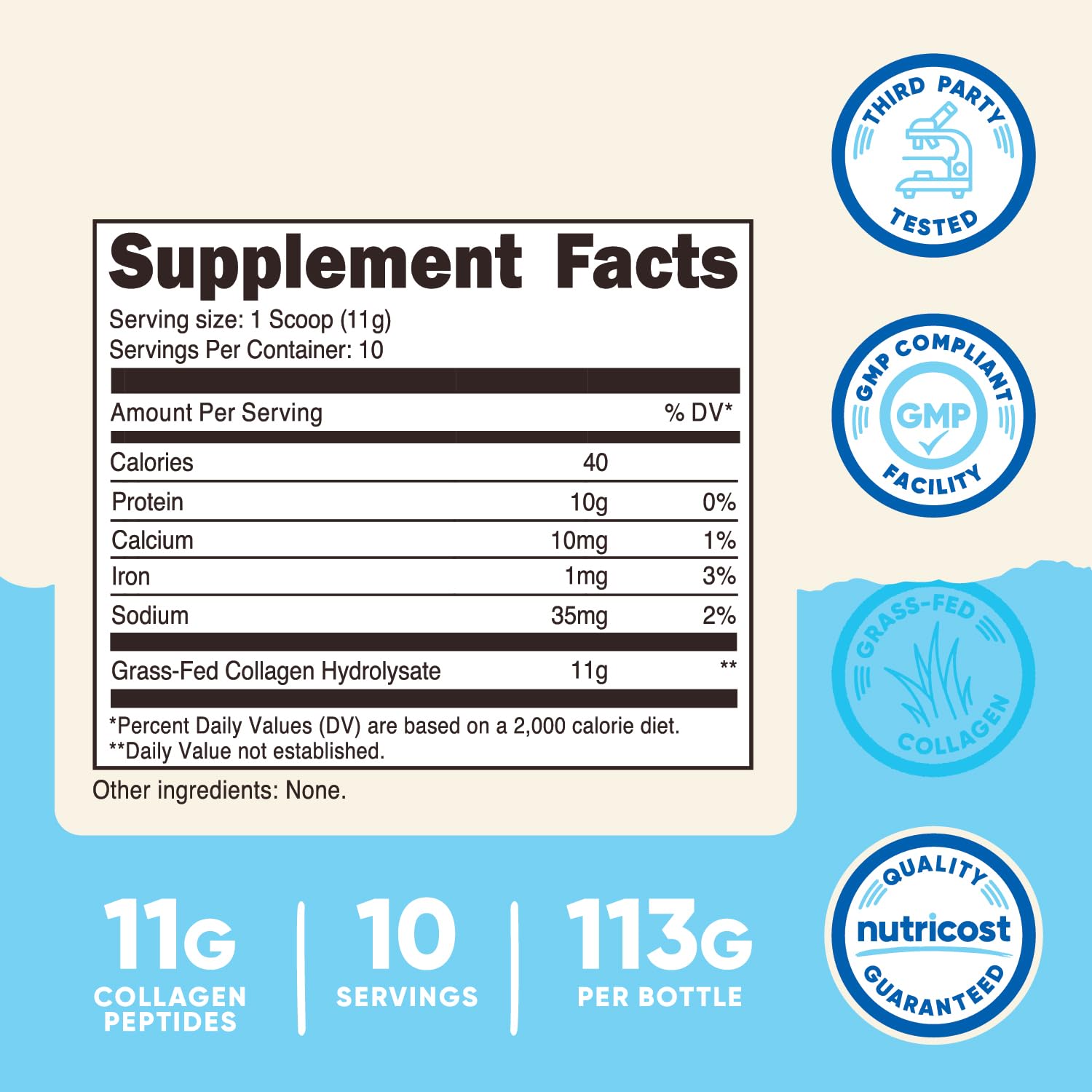 Nutricost Collagen Peptides Powder 4 oz (Unflavored) Type I, Type III Collagen - Grass-Fed, Gluten Free and Non-GMO - PrimeBioHealth - canada supplements
