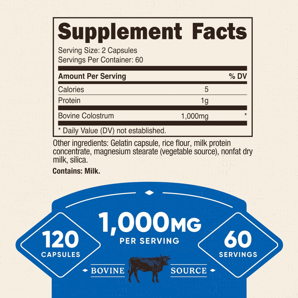Nutricost Colostrum 1000mg, 120 Capsules - Gluten Free & GMO Free, 60 Servings - PrimeBioHealth - canada supplements