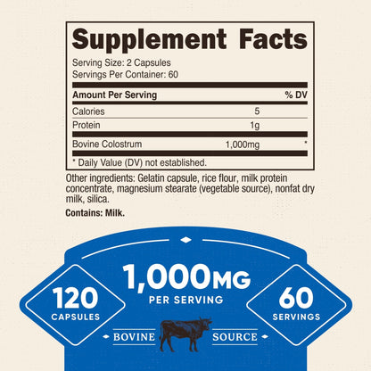 Nutricost Colostrum 1000mg, 120 Capsules - Gluten Free & GMO Free, 60 Servings - PrimeBioHealth - canada supplements